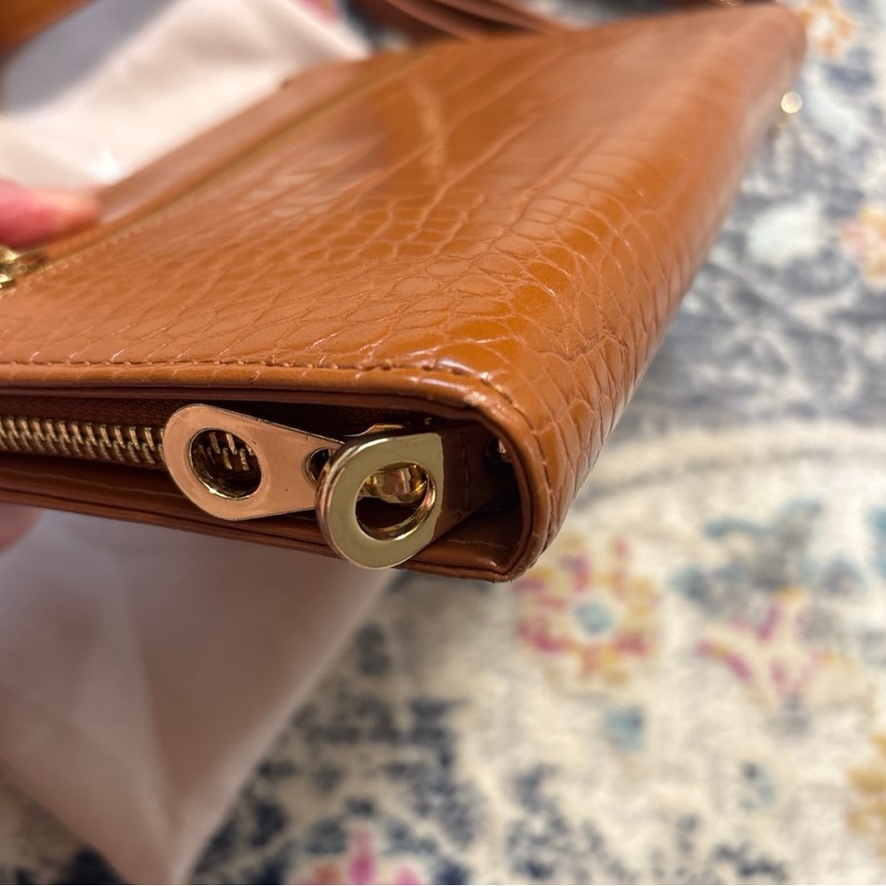 CALPAK Brown Faux Croc Travel Wallet - Picture 7 of 7